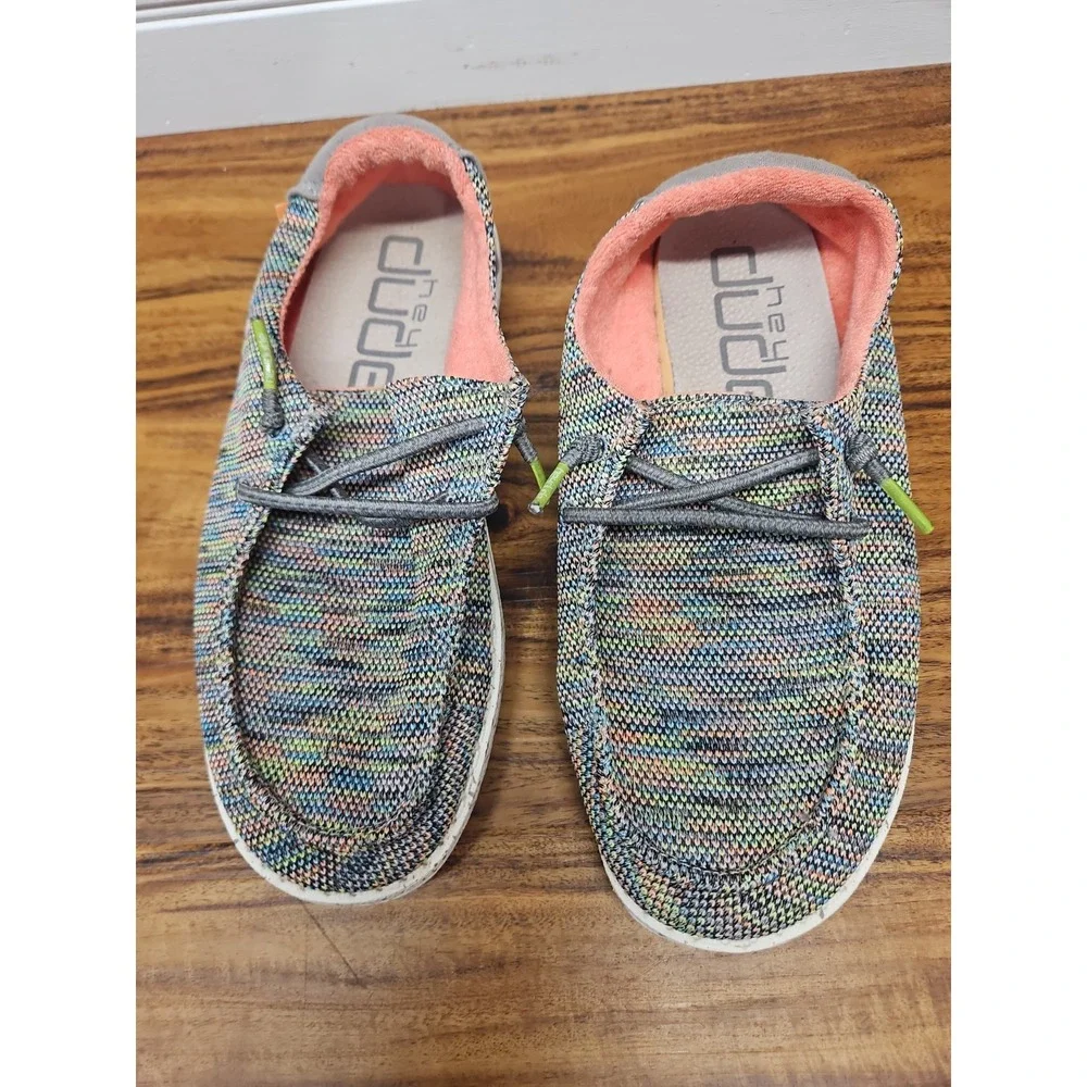 Hey Dude Wendy Sox Women's Size US 5 Slip On Shoes Peacock Pink Youth Girl